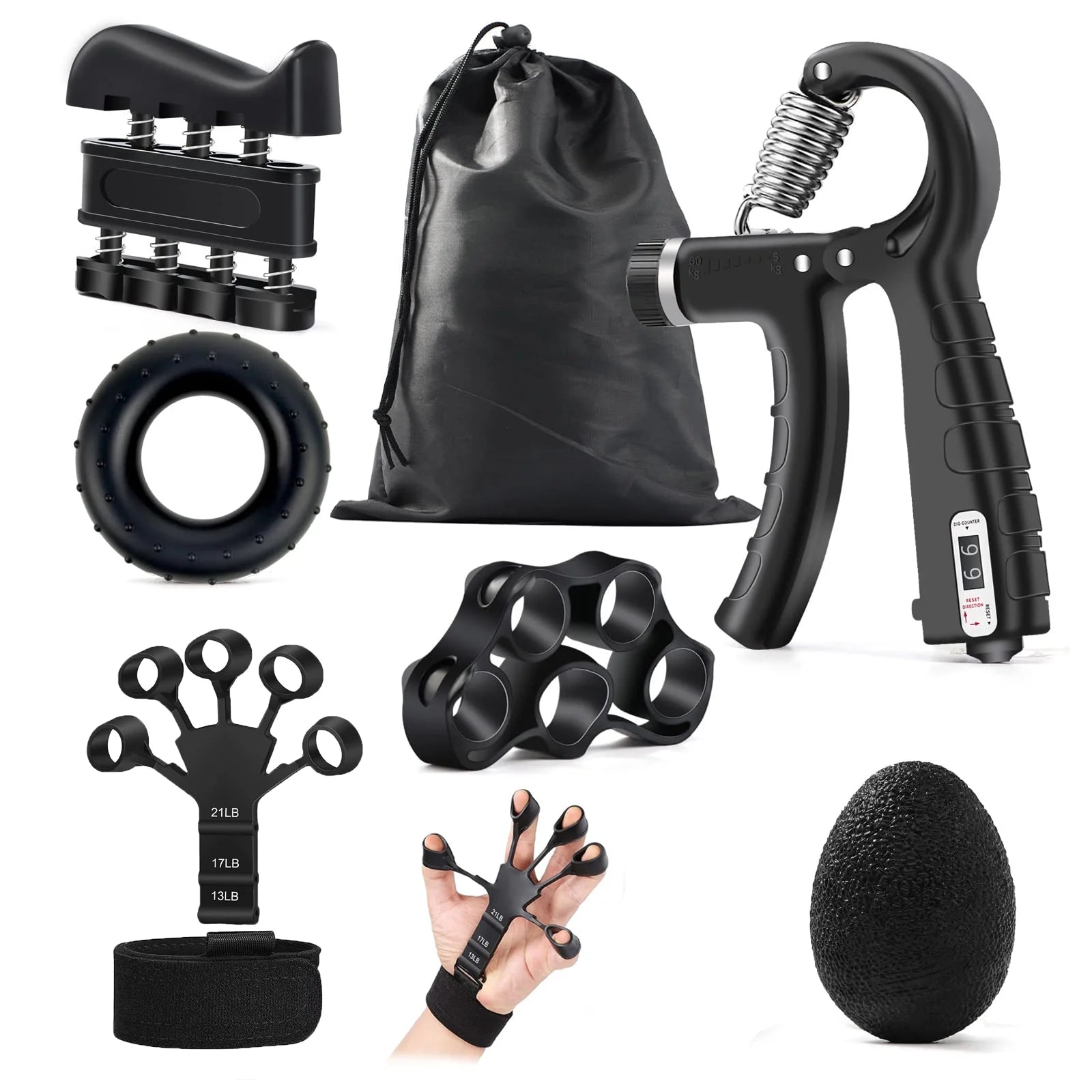 Grip Strength Trainer Kit 1-6 Pack Hand Grip Strengthener for Muscle Building and Injury Recover Hand Rehabilitation Training